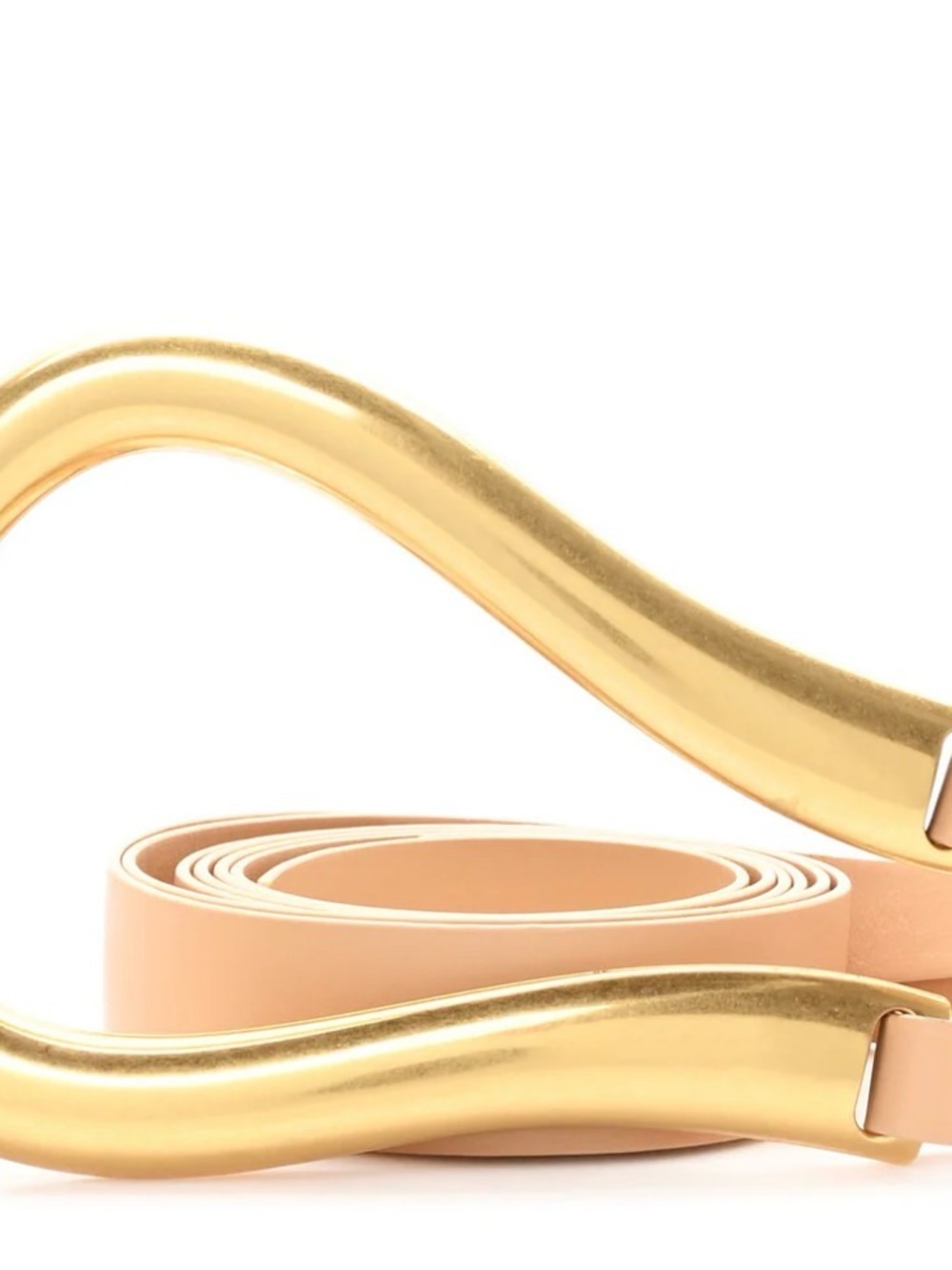 Bottega Veneta Peach Leather Belt with Gold Sculptural Buckle